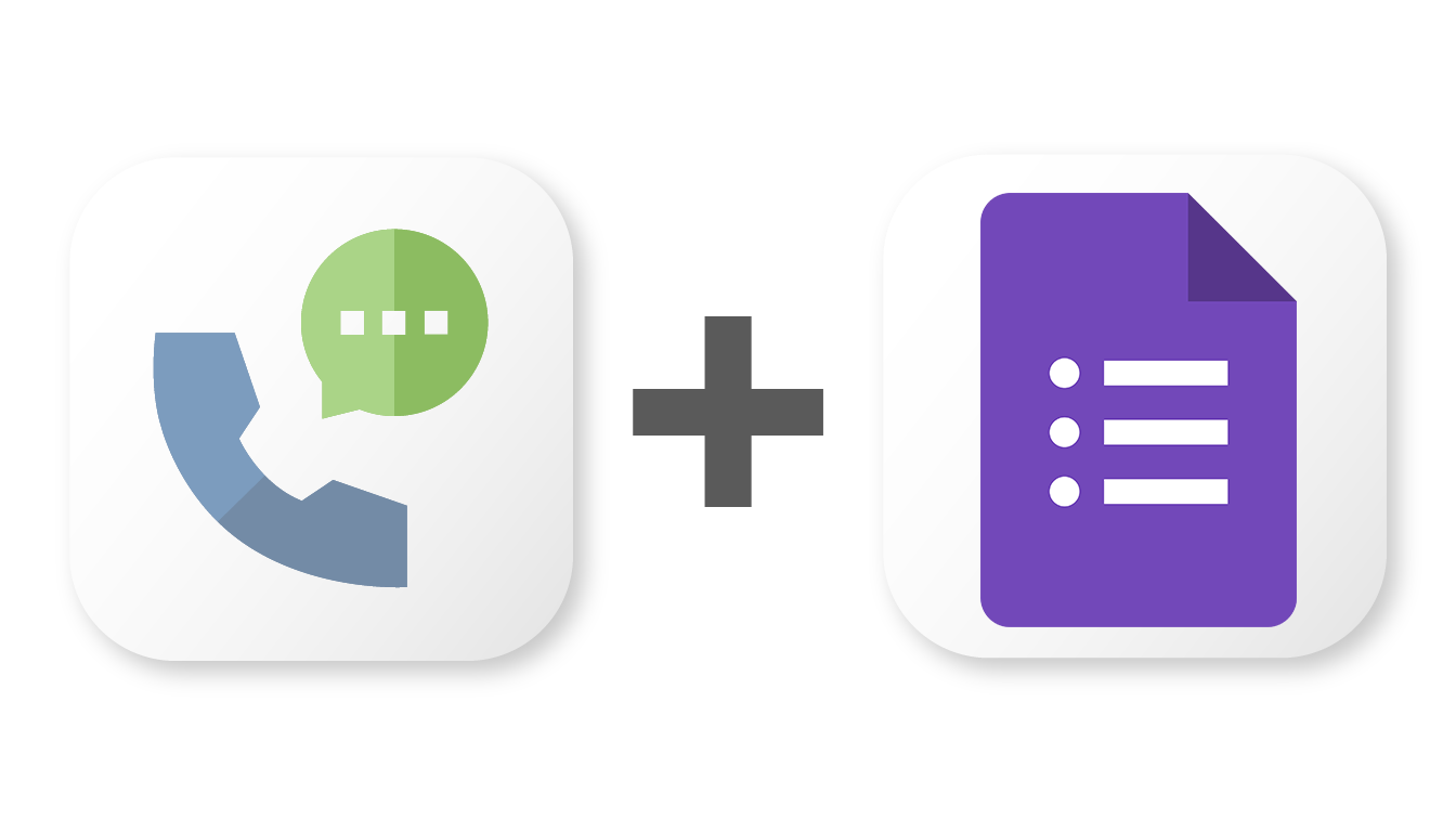 Proline crm's logo plus google forms' logo, showing that you can integrate them with zapier.