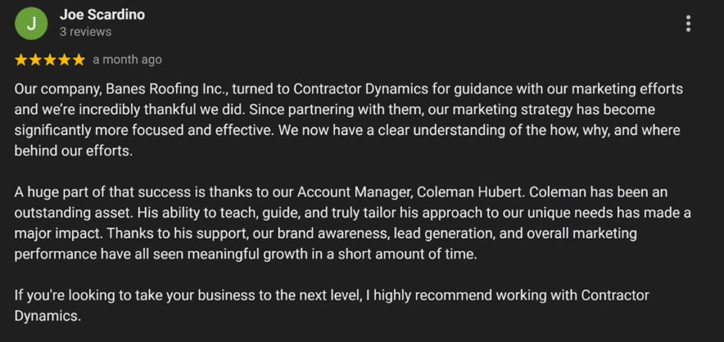 6 Best Roofing Marketing Companies &Amp; Agencies 4 A google review of contractor dynamics, one of the best roofing marketing companies