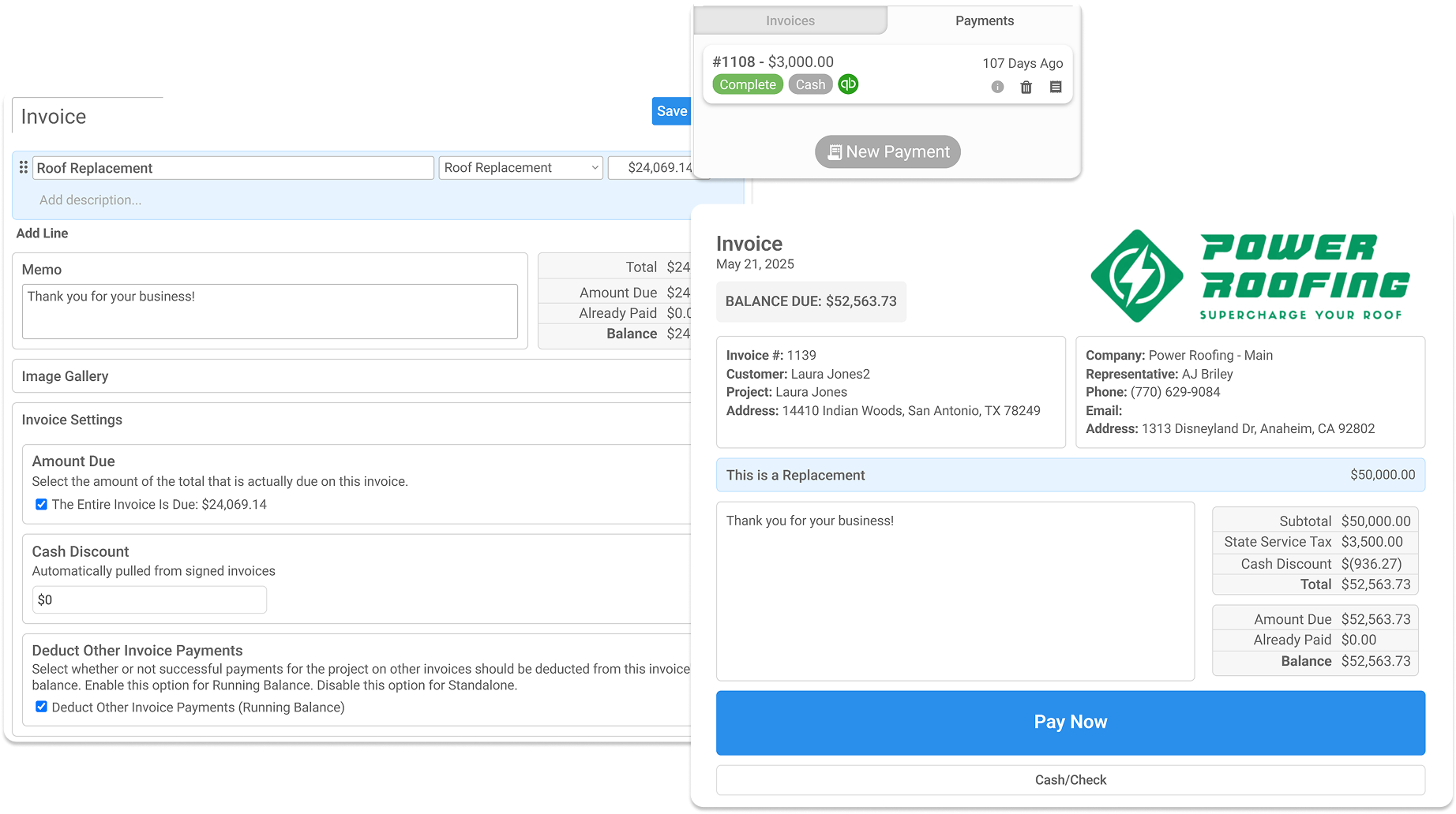 Invoice roofing followup