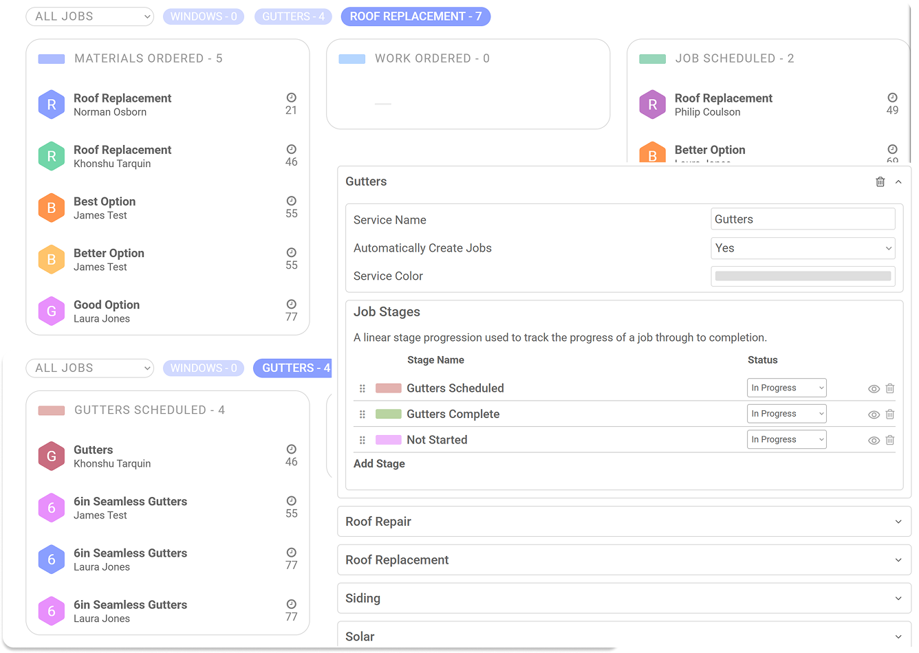 Screenshots showing of proline's jobs features.