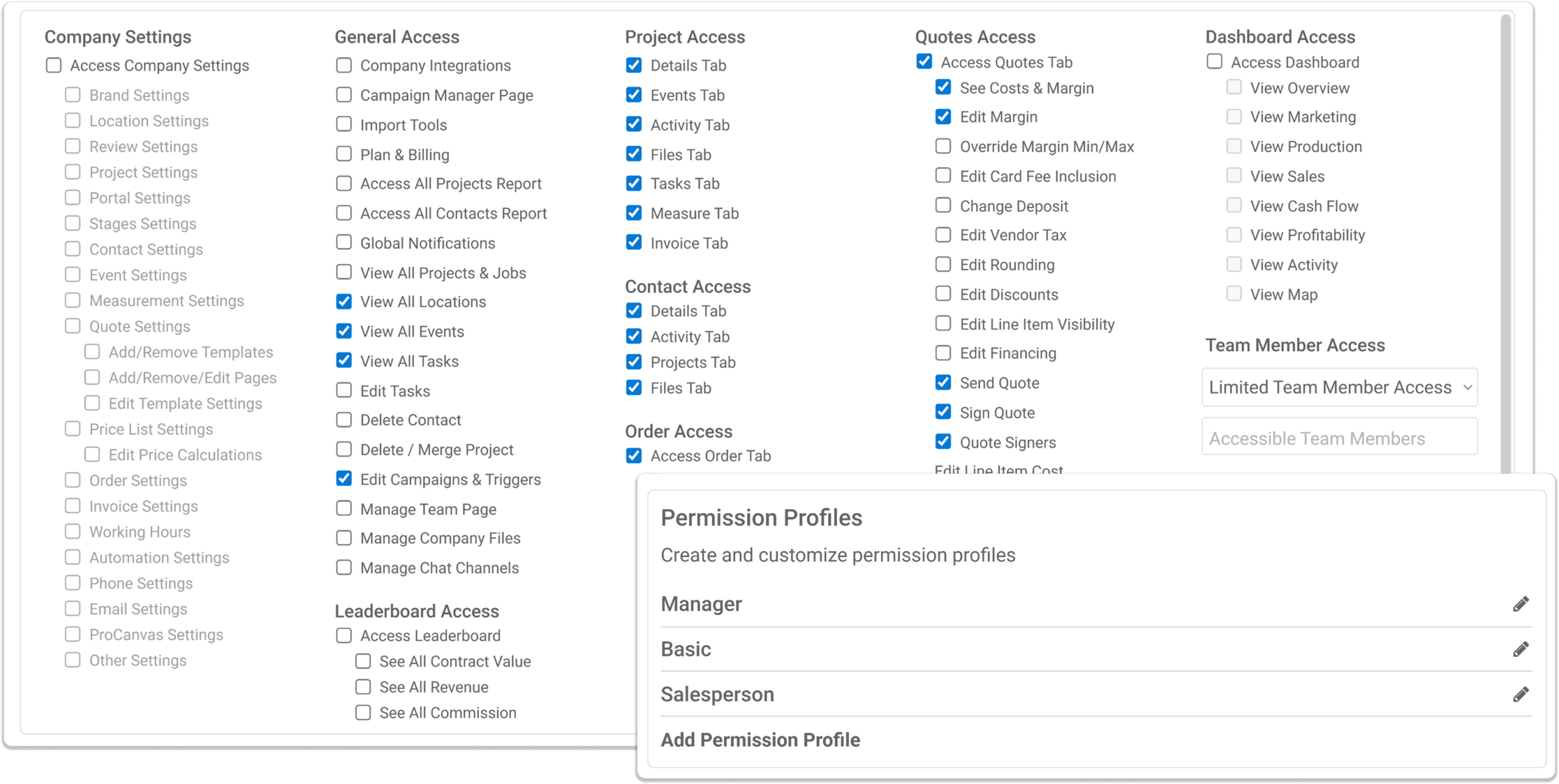 A screenshot demonstrating proline's permissions.