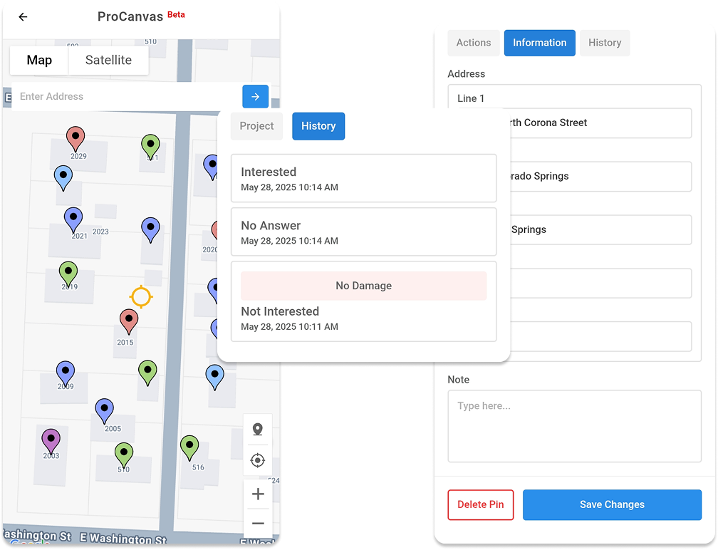 Procanvas app roofing followup