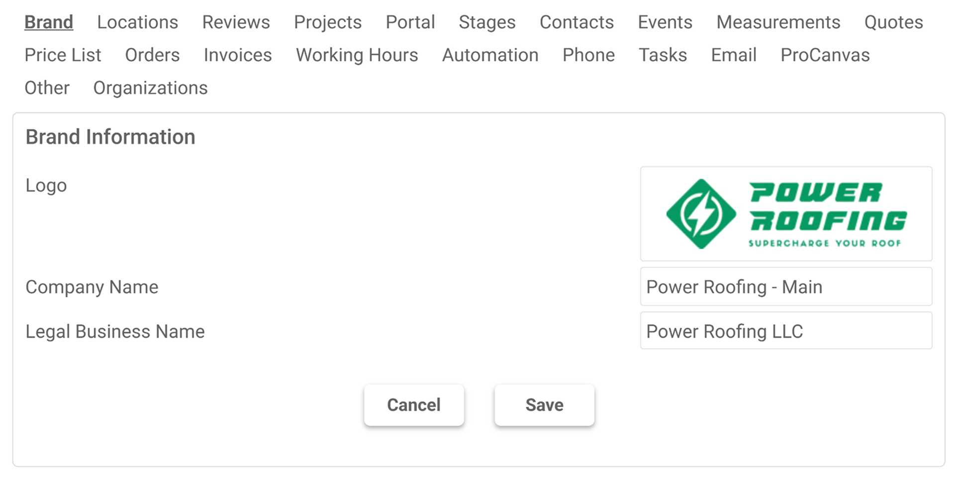 Proline. App dashboard company settings brandhigh res 1 roofing followup