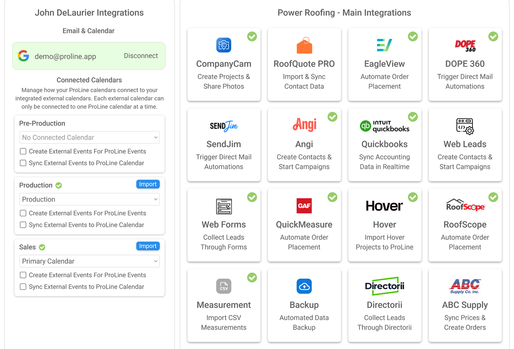 Proline. App integrationshigh res roofing followup