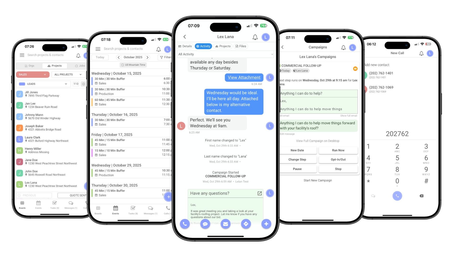 Screenshots of proline's roofing app