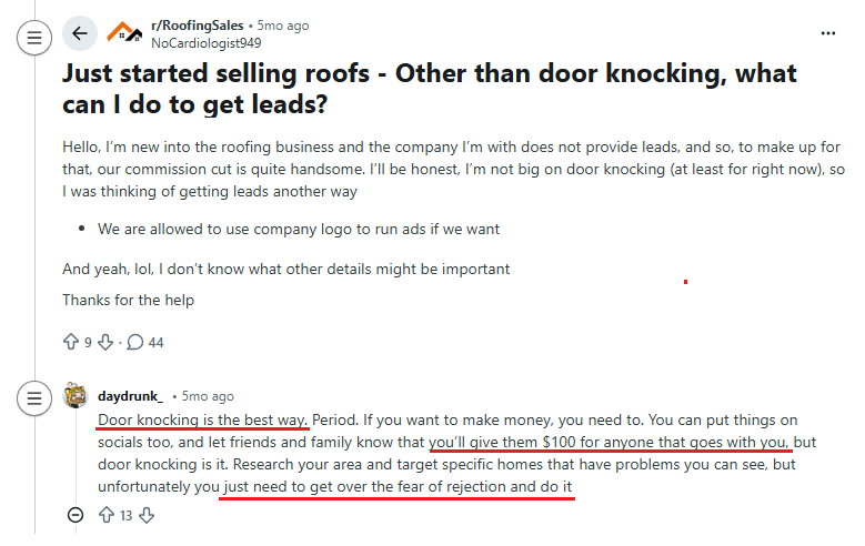 Roofing sales success formula