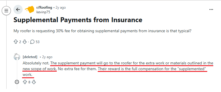 How do roofing contractors use insurance supplements to increase revenue