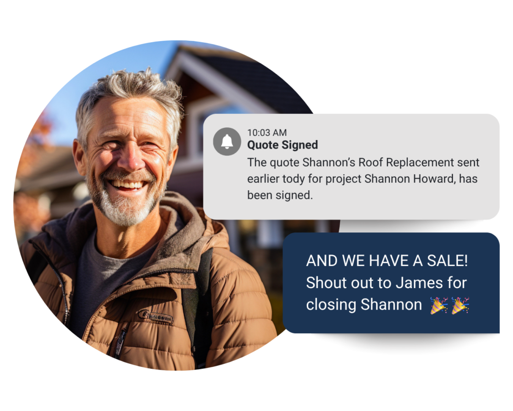 Mobile app quote signed roofing followup