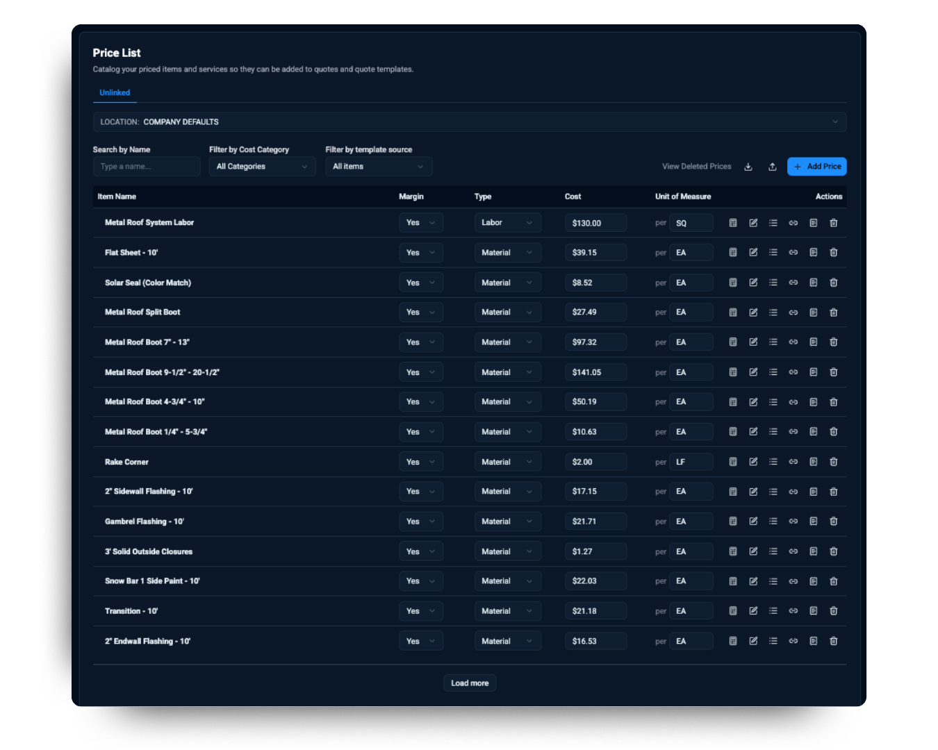 Upload and customize your price list
