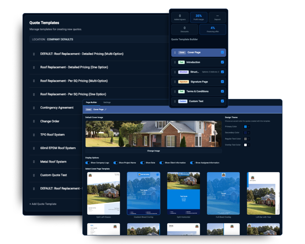 Rss buils roof quotes quote templates roofing followup